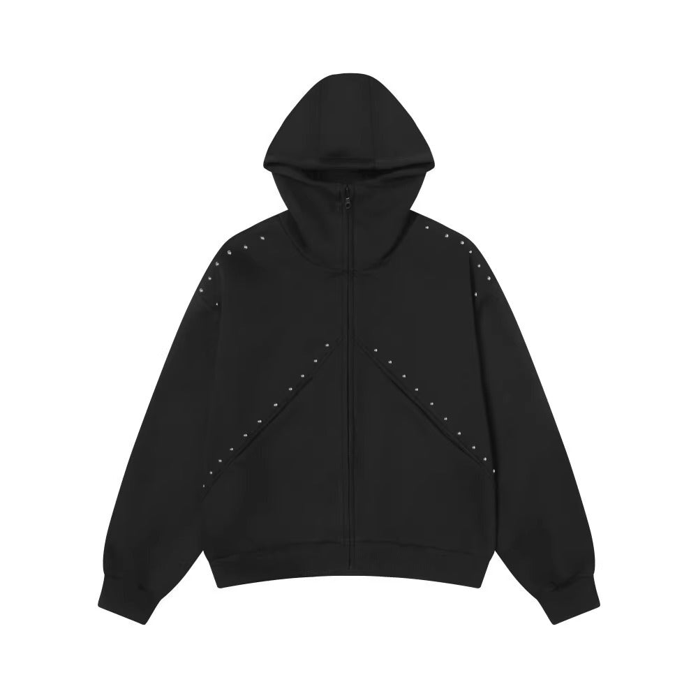 Doberman Pinscher Ears Rivet Hooded Jacket BK7024