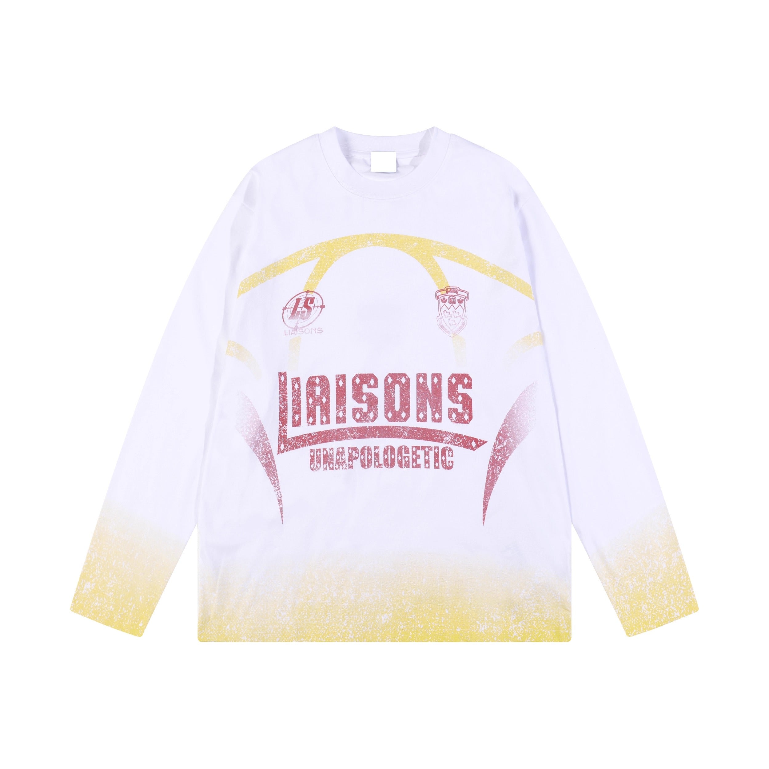 Gradient Washed Letter Print Long T-shirt MN9048