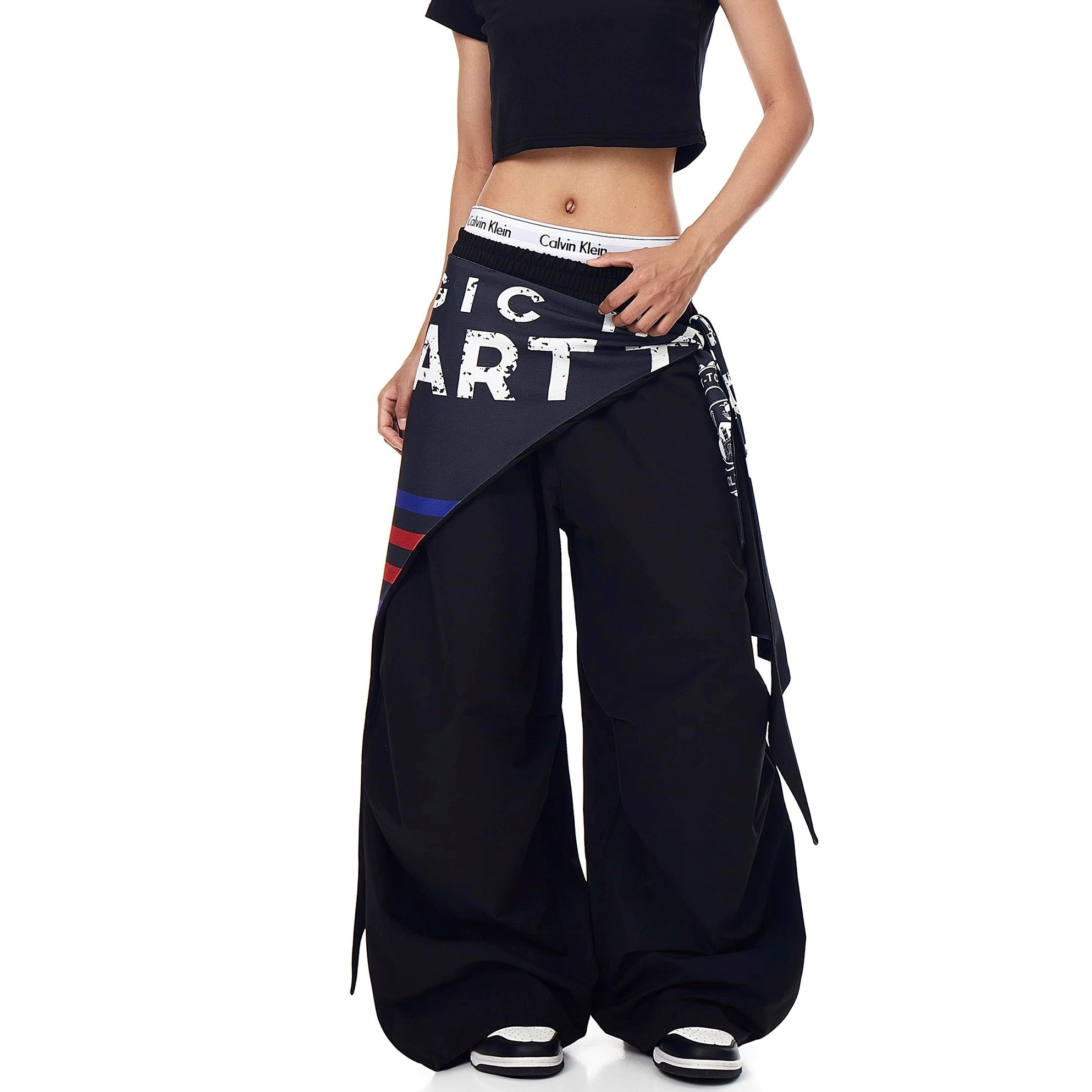 Cargo Paratrooper Curve Pants With Hip Curtain Scarf BK7005