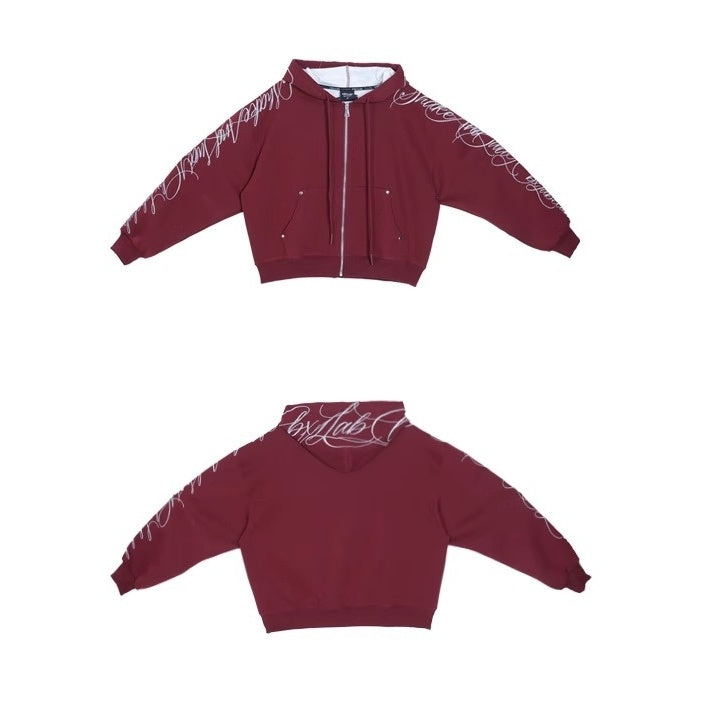 【上下別売り】Gothic Letter Embroidery Hooded Sweat Parka & Pants Set-up CB1001