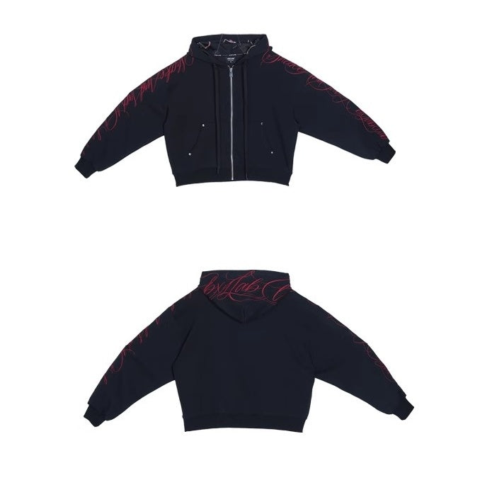 【上下別売り】Gothic Letter Embroidery Hooded Sweat Parka & Pants Set-up CB1001