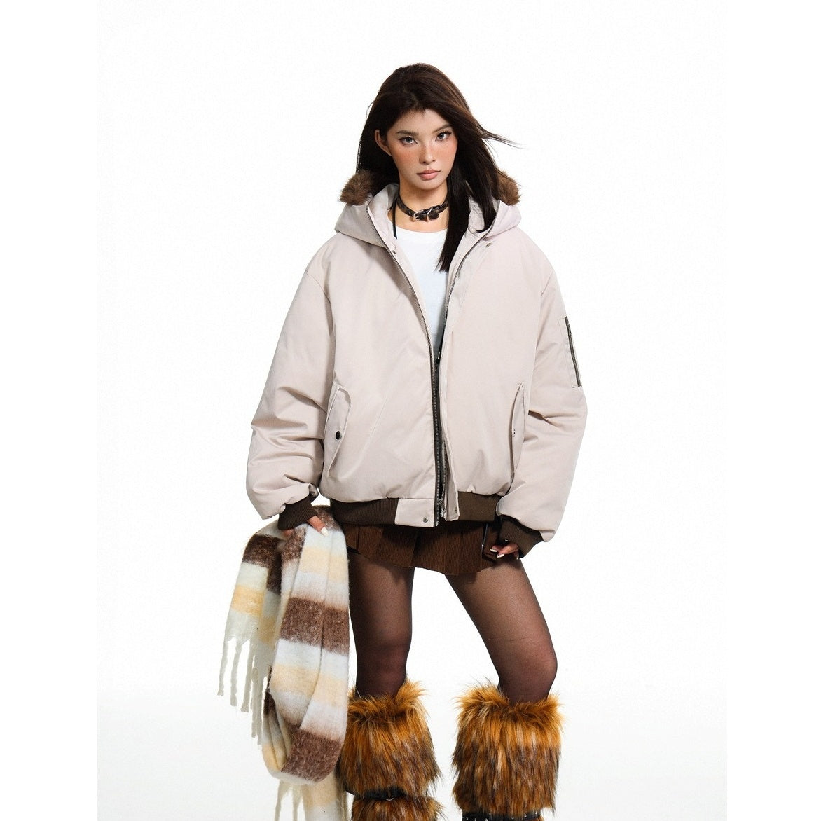 Fur Collar Hooded Padded Jacket MY33