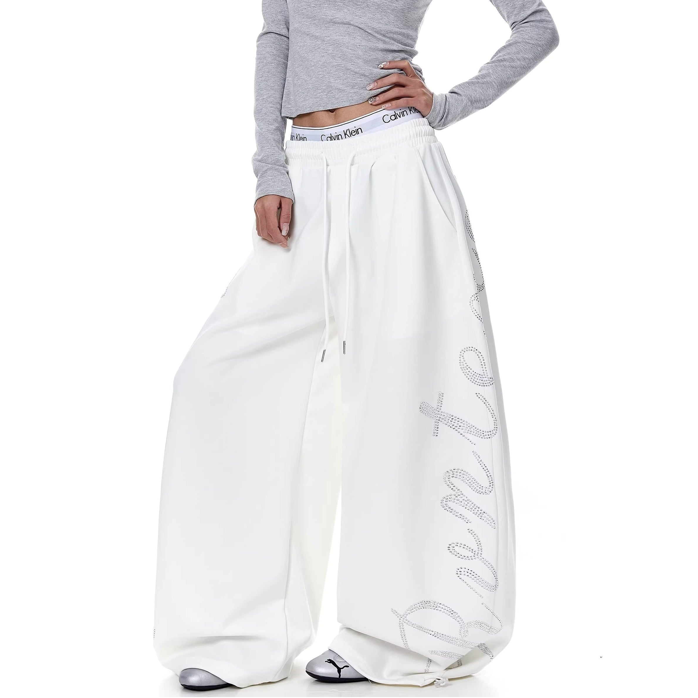 ラインストーンスウェットパンツ MW10331