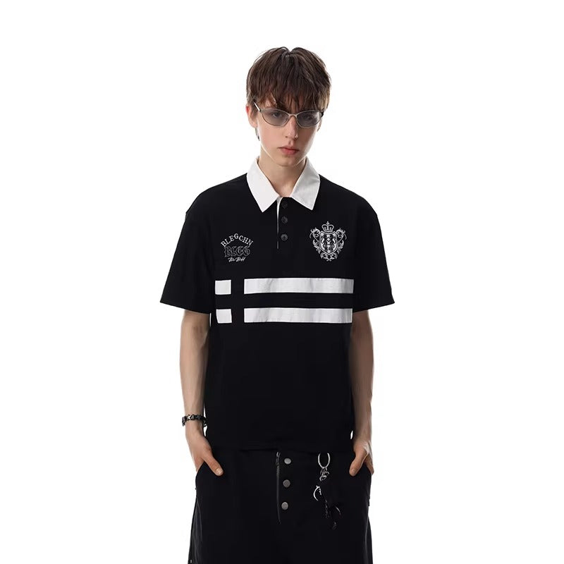 Contrasting Striped Embroidered POLO Shirt MR8034