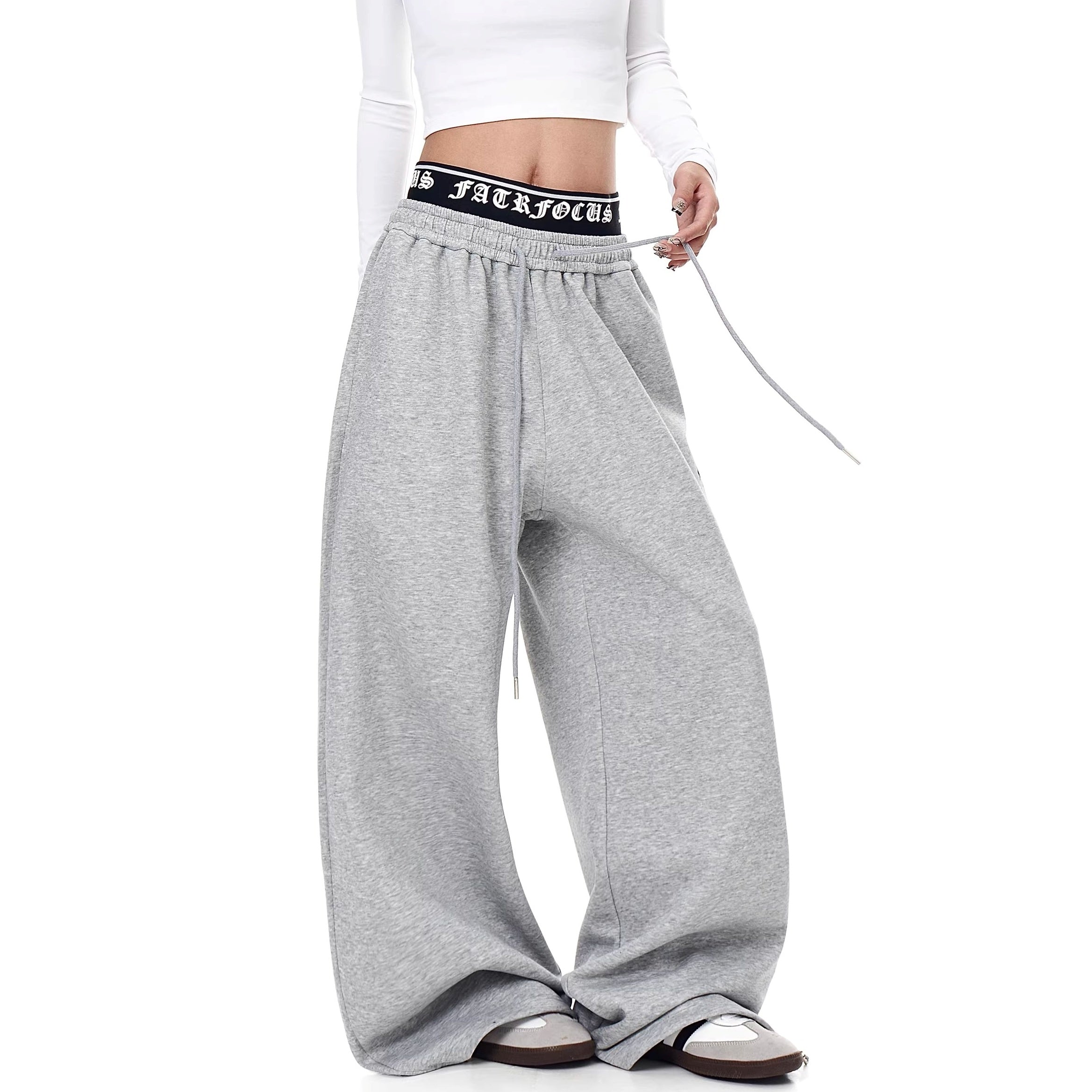 Cross Print Double-Waist Band Sweat Pants MW10389