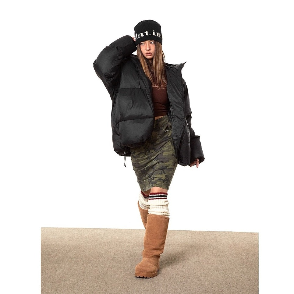 Print Hooded Short Padded Jacket TP9001