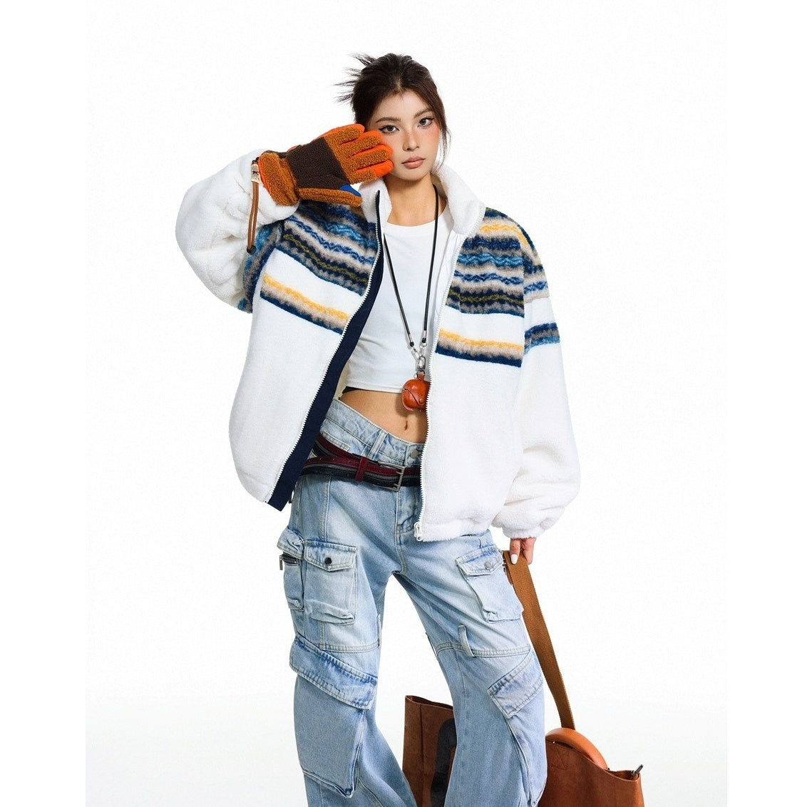 Nordic Pattern Boa Padded Jacket MY32