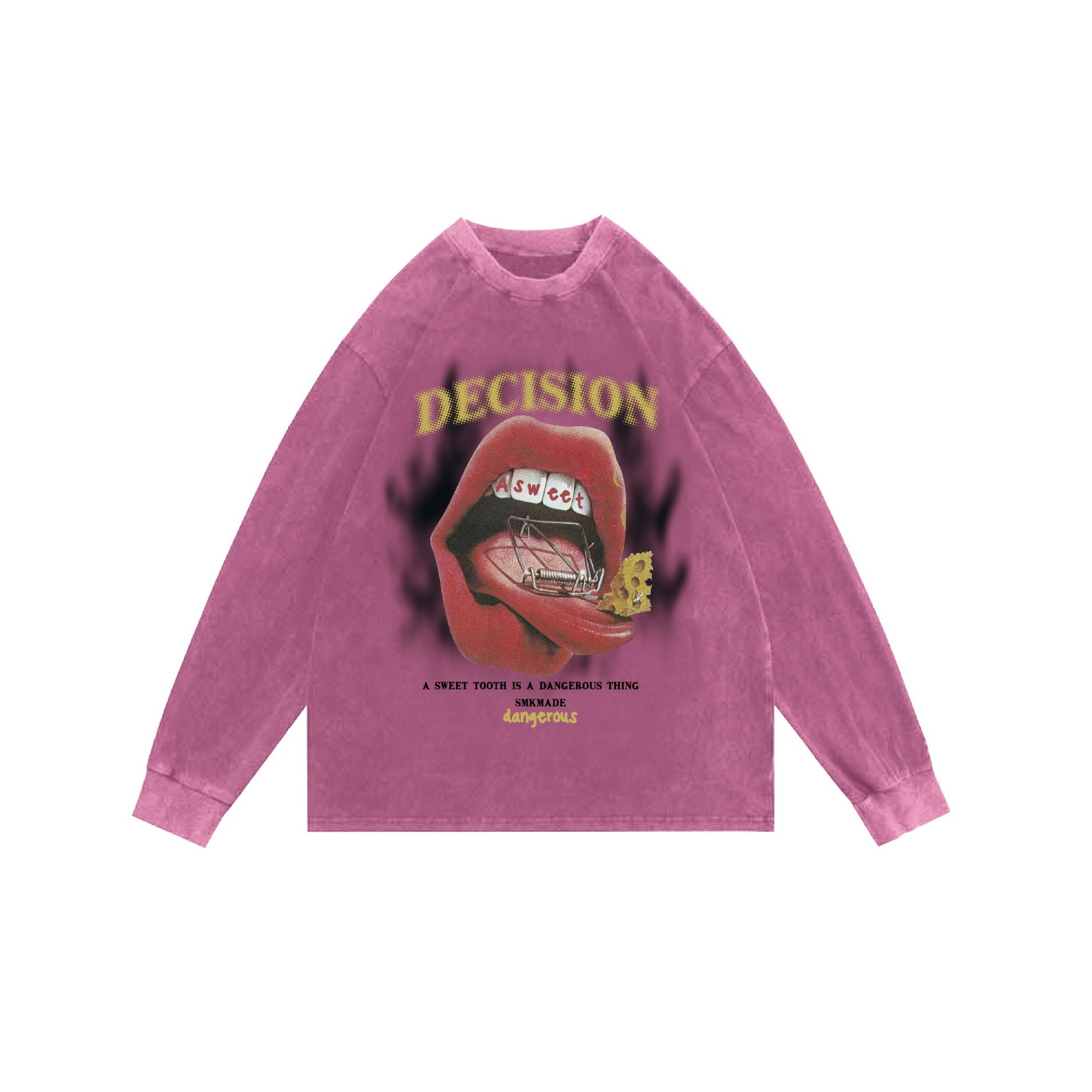 Lip Print Loose Long-Sleeve T-shirt MW10245