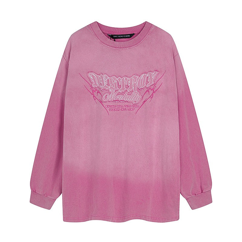Gradation Wash Patch Embroidered Long-Sleeve T-shirt MW10247