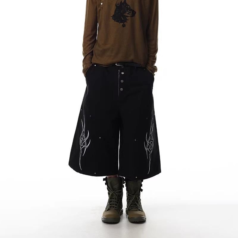 Deconstructed Design Wide-leg Cropped Pants MR8035