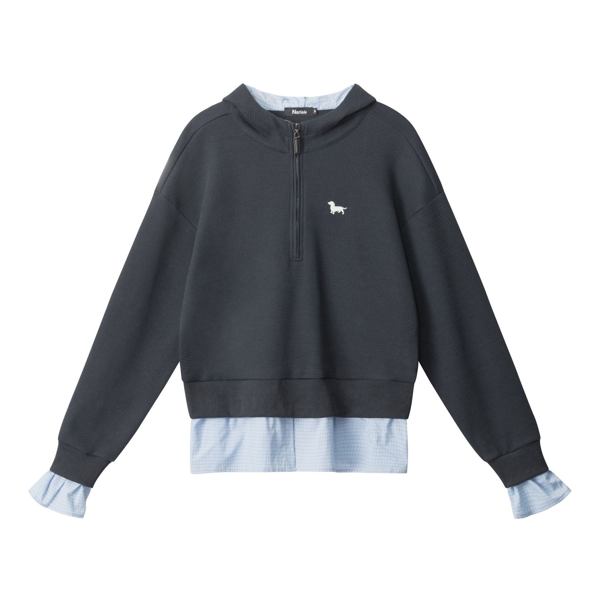 Fake Layered Half Zip Hoodie NR7006