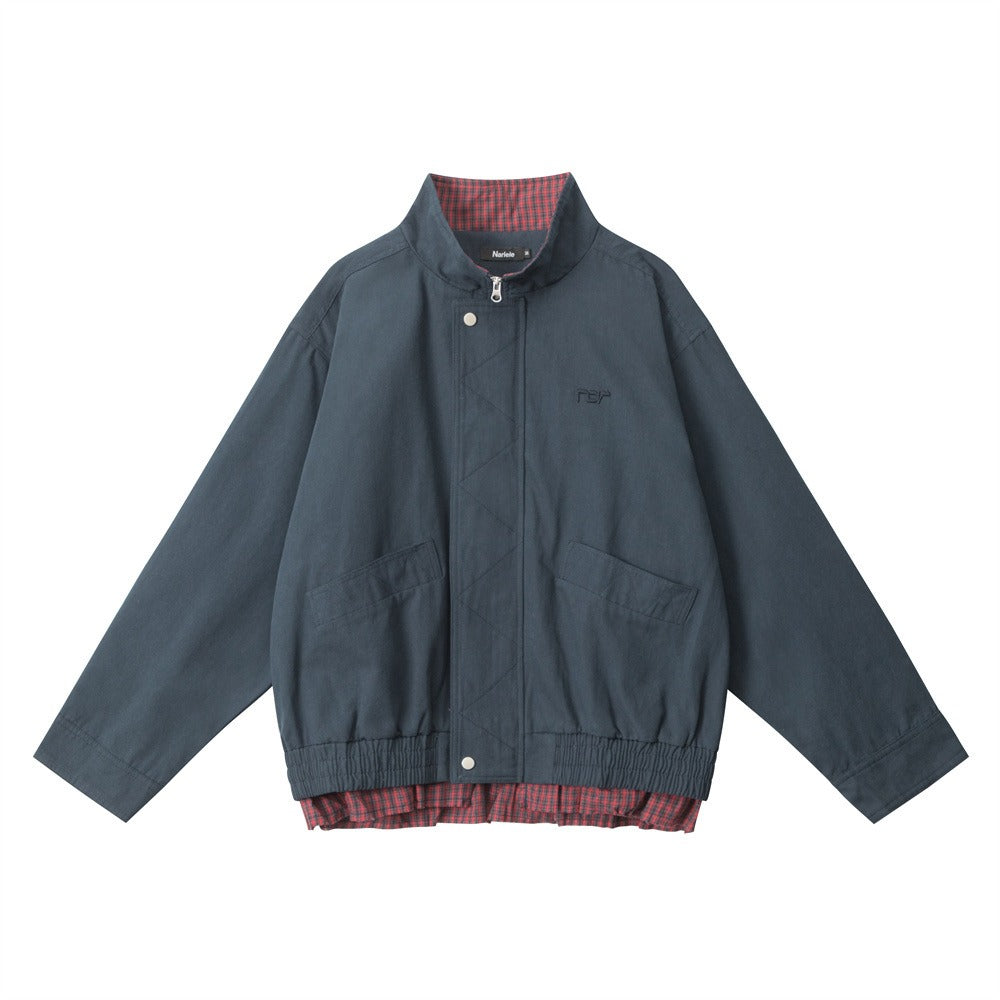 Fake Layered Stand Collar Casual Jacket NR7002