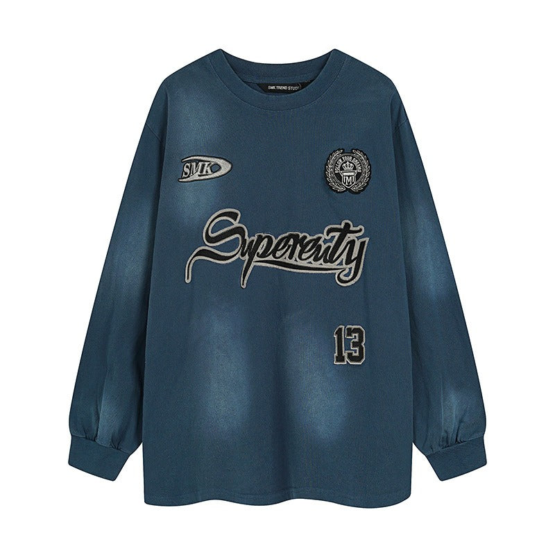 Washed Patch Embroidered Long-Sleeve T-shirt MW10246