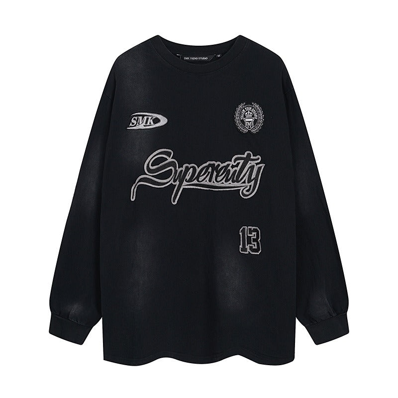 Washed Patch Embroidered Long-Sleeve T-shirt MW10246