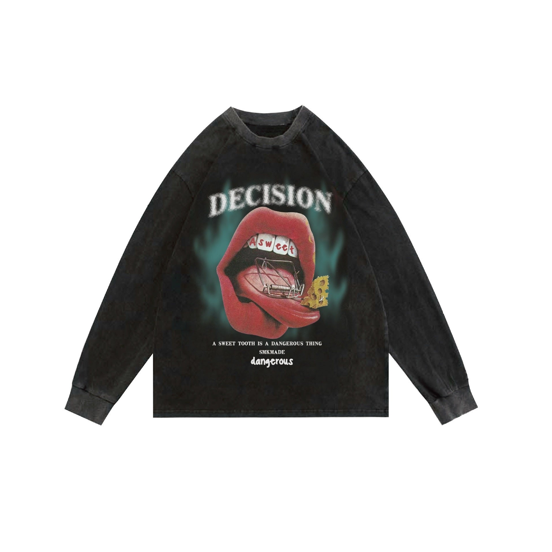 Lip Print Loose Long-Sleeve T-shirt MW10245