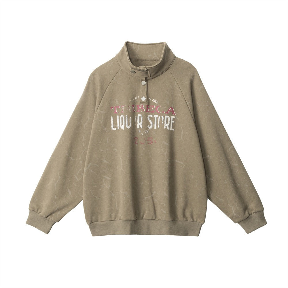 Mock Neck Print Sweat NR7007