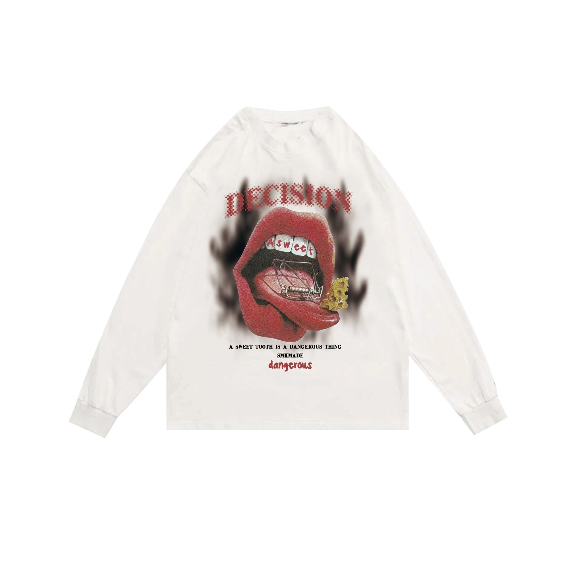 Lip Print Loose Long-Sleeve T-shirt MW10245