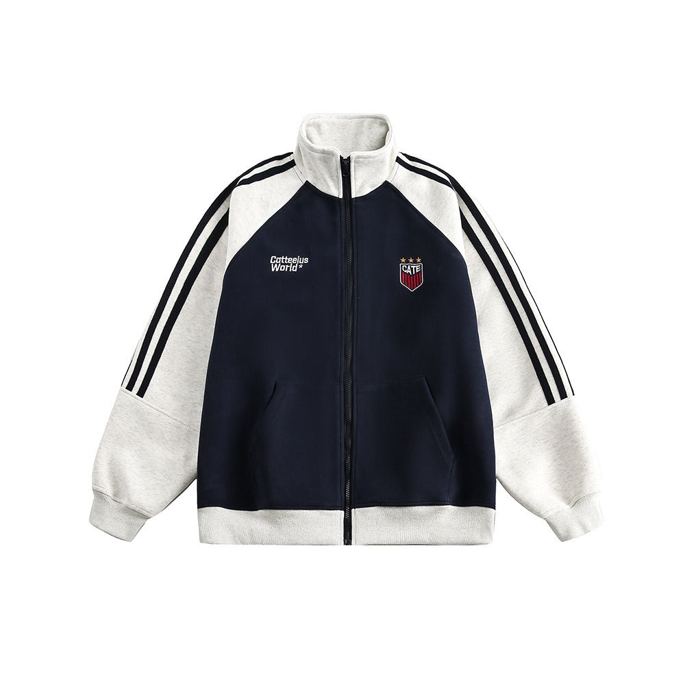 Stand-Collar Sports Sweat Zip Jacket IC9117