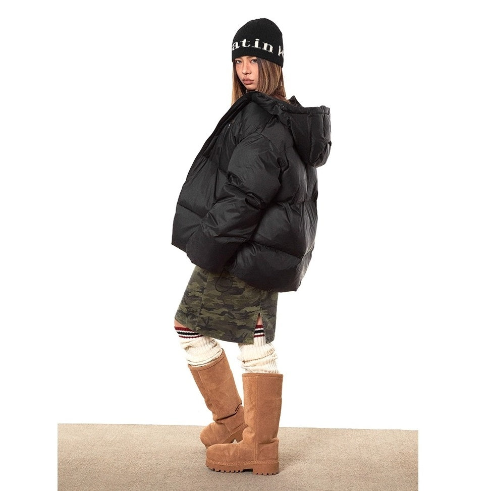 Print Hooded Short Padded Jacket TP9001