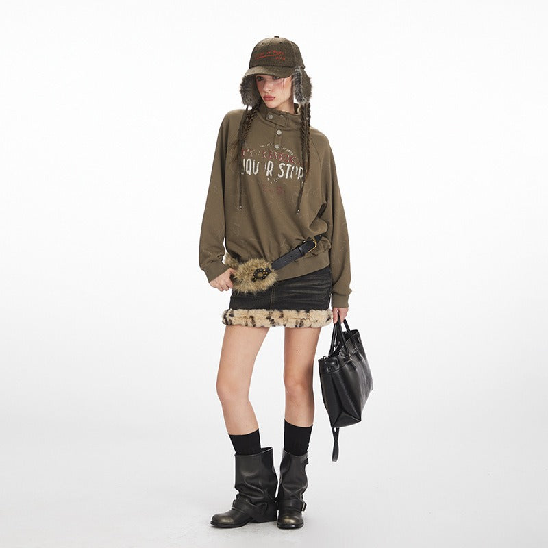 Mock Neck Print Sweat NR7007