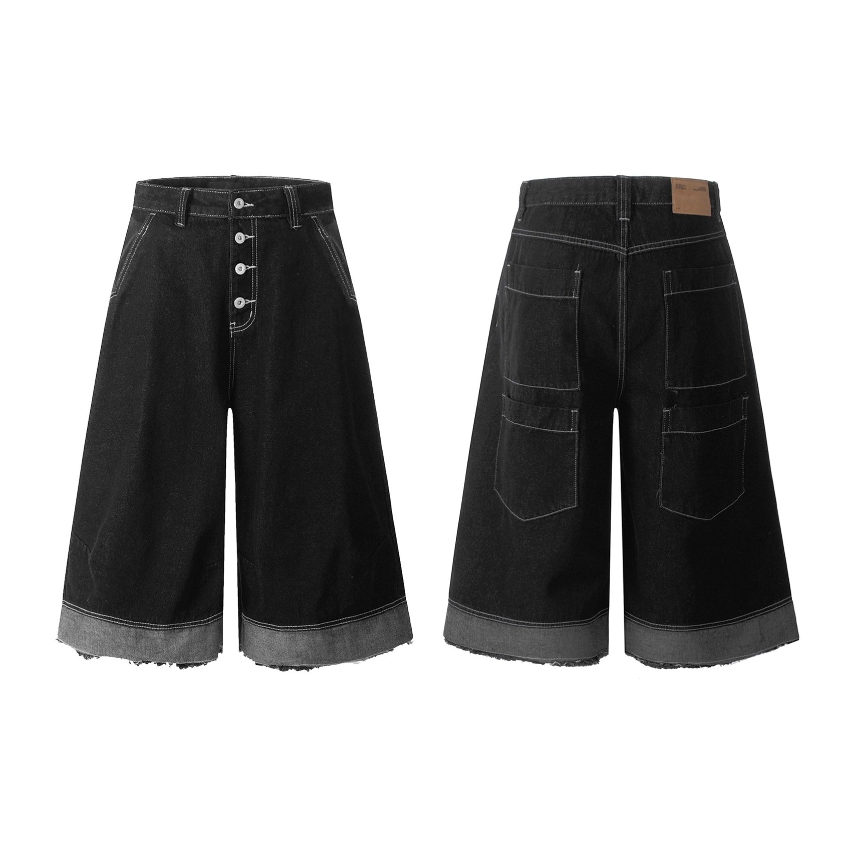 Single-breasted Raw Cropped Wide Jeans MN9020