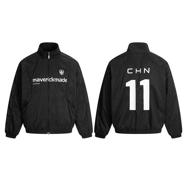 Street Sports Monogram Print Stand Collar Jacket MN9049