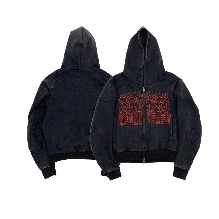Embroidery Patch Washed Hooded Parka MN9050