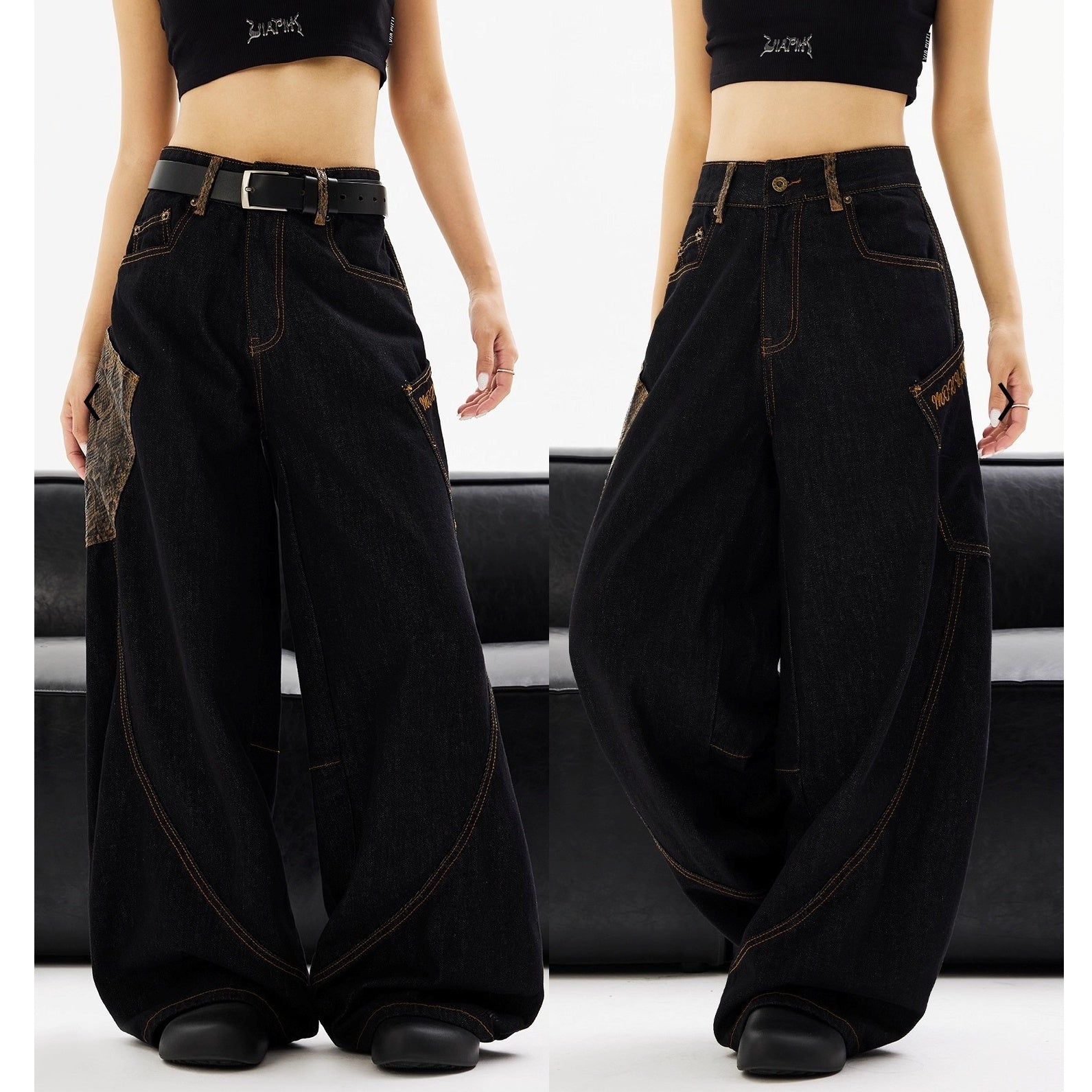 Python Skin Pockets Scimitar Jeans MW10219