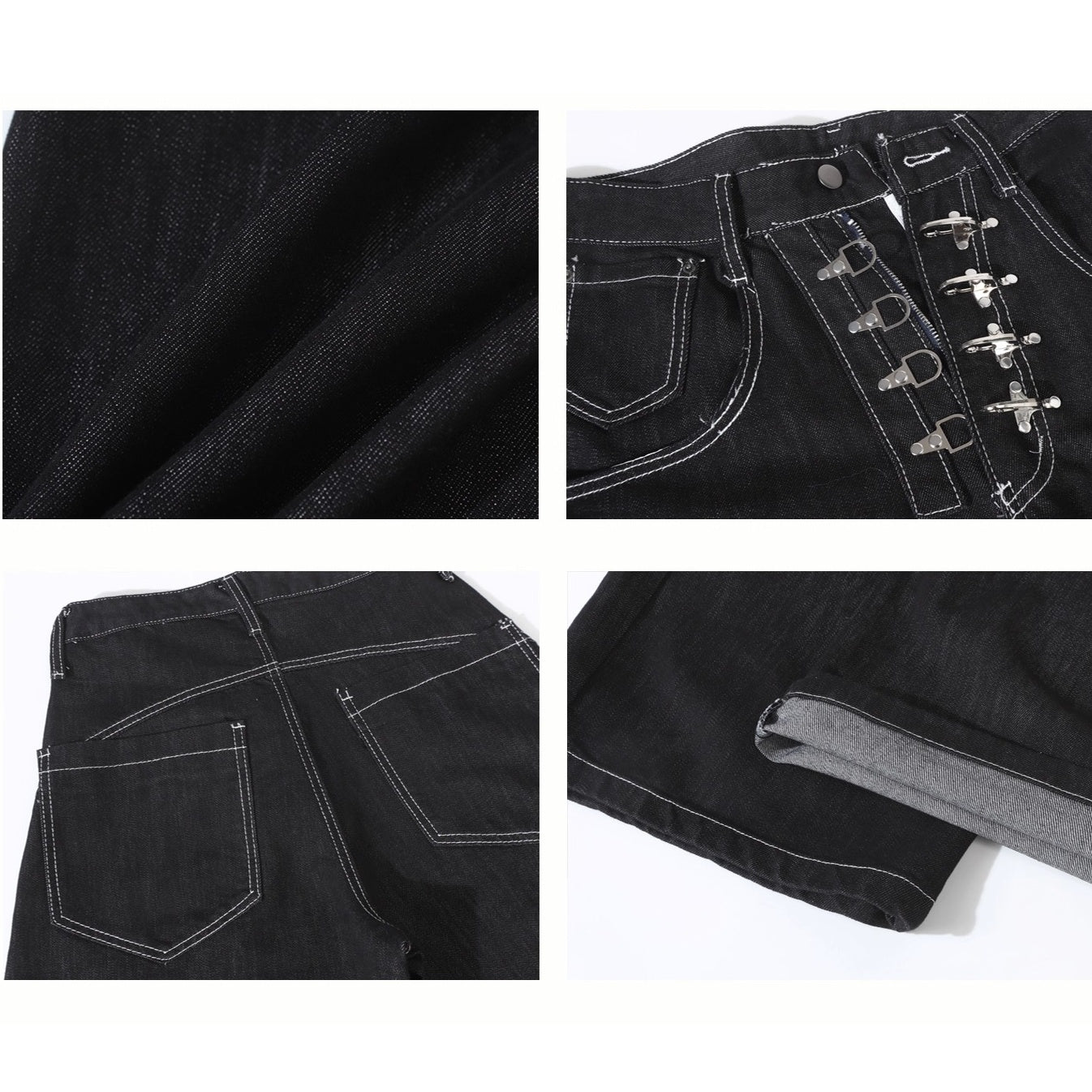 Metal Buckle Design Curve Jeans MW10301