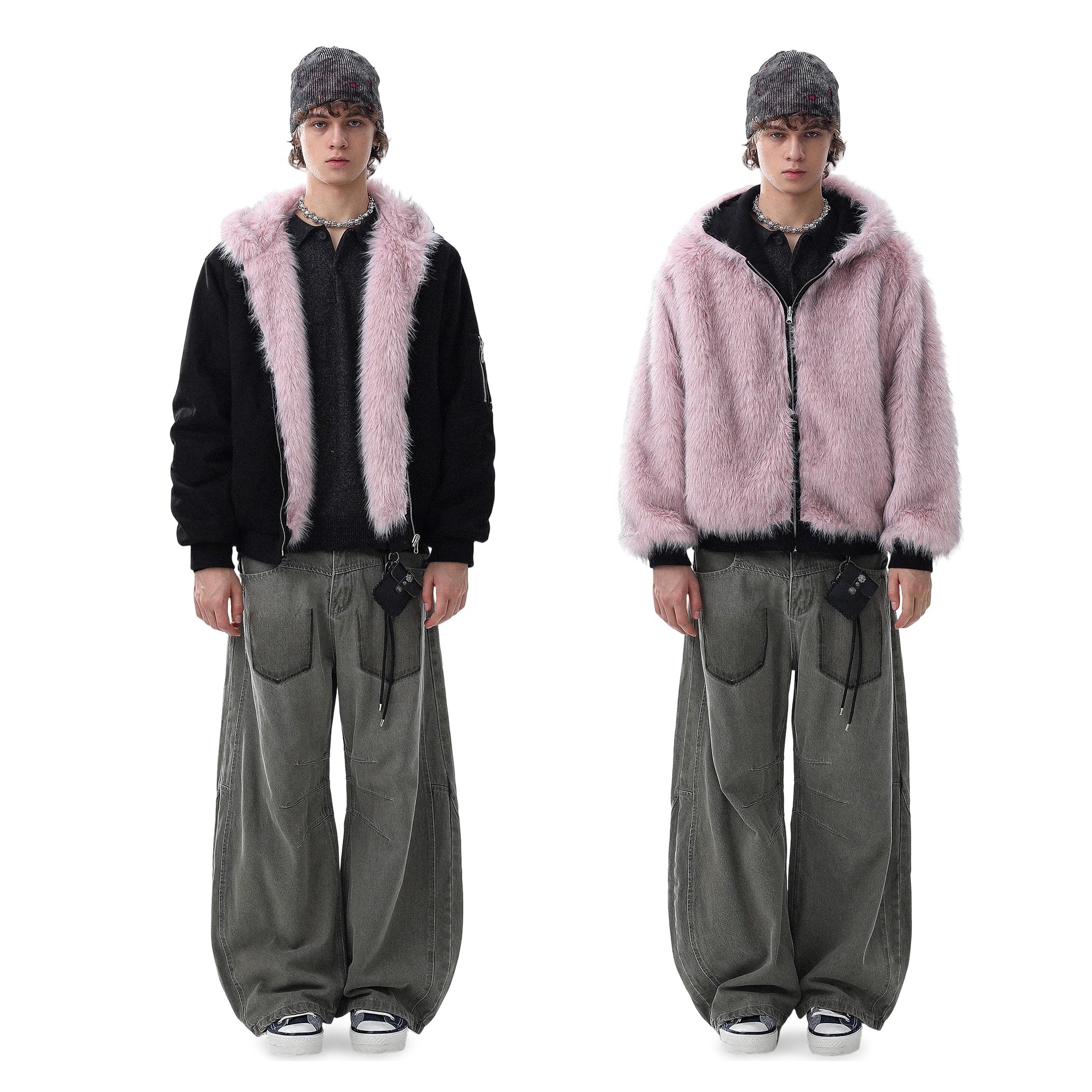 Fur Collar Reversible Hooded Jacket MR8030