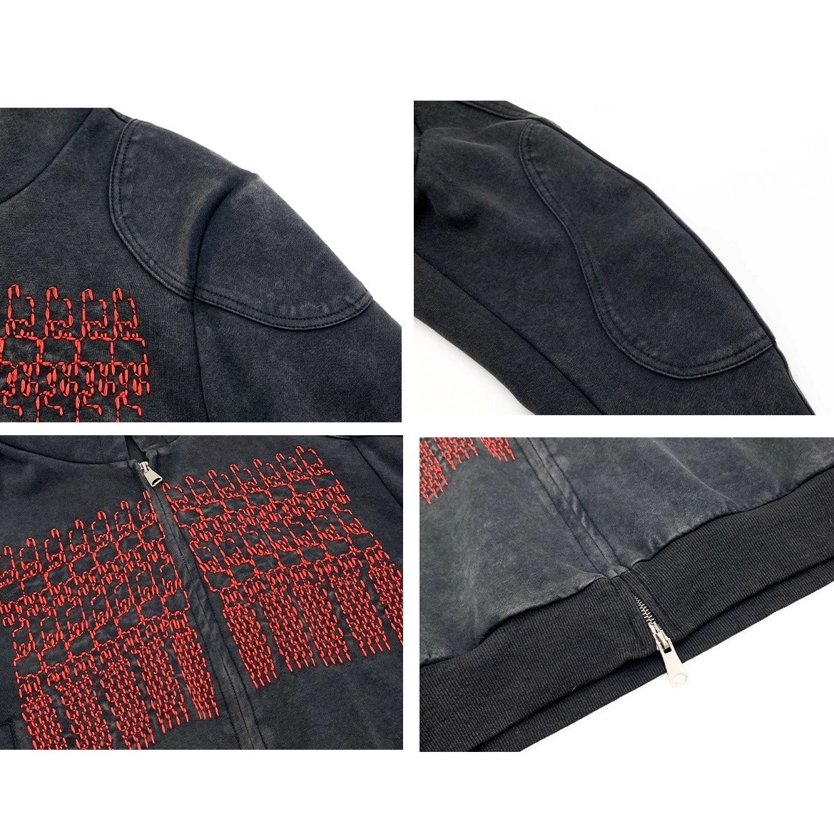 Embroidery Patch Washed Hooded Parka MN9050