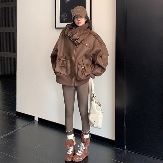 Vintage Fake Suede Oversize Biker Jacket OS2064