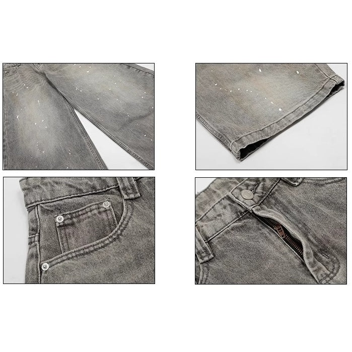 Retro Wash Ink Splash Curve Jeans MW10205