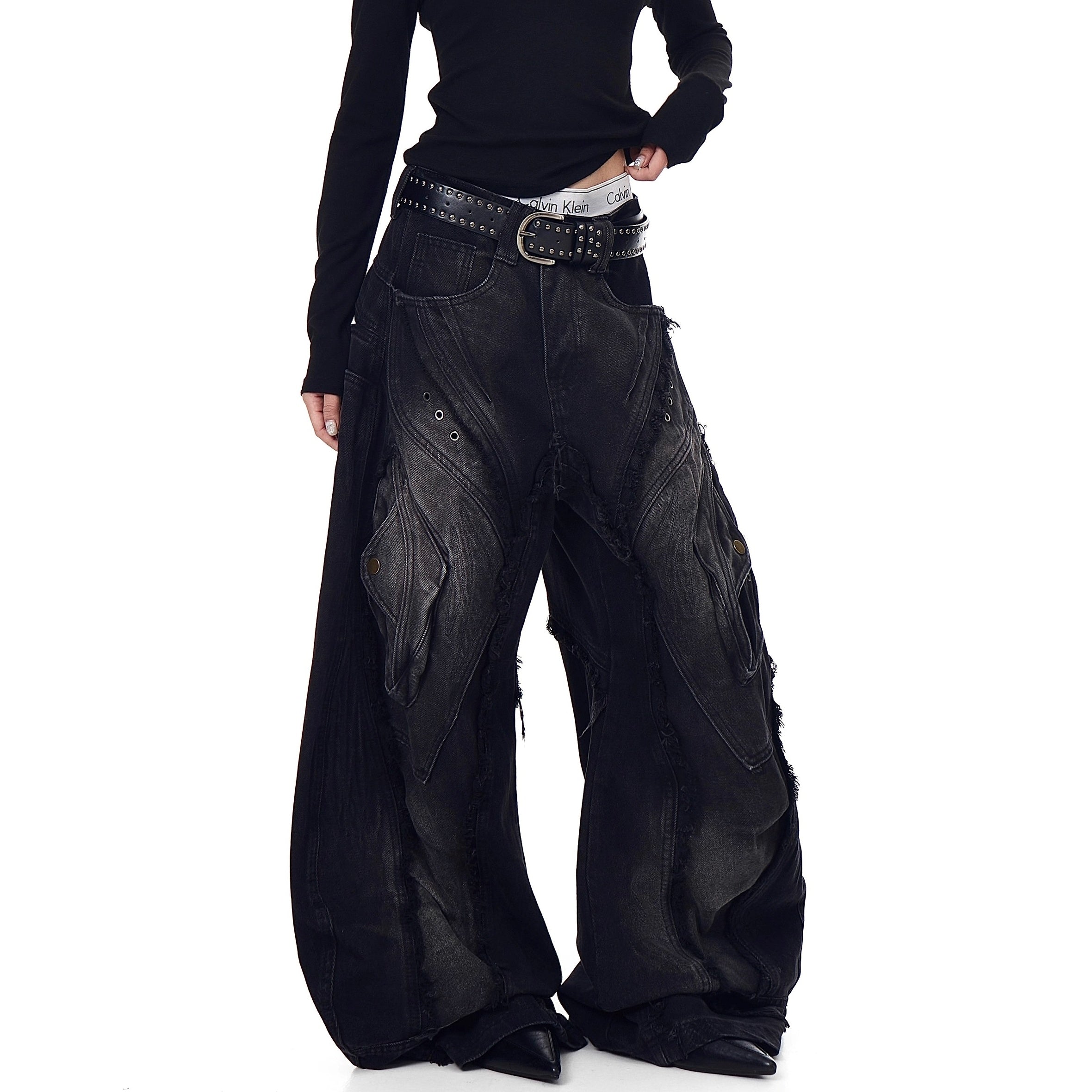 Heavy Damage Raw Edge Scimitar Jeans BK7054