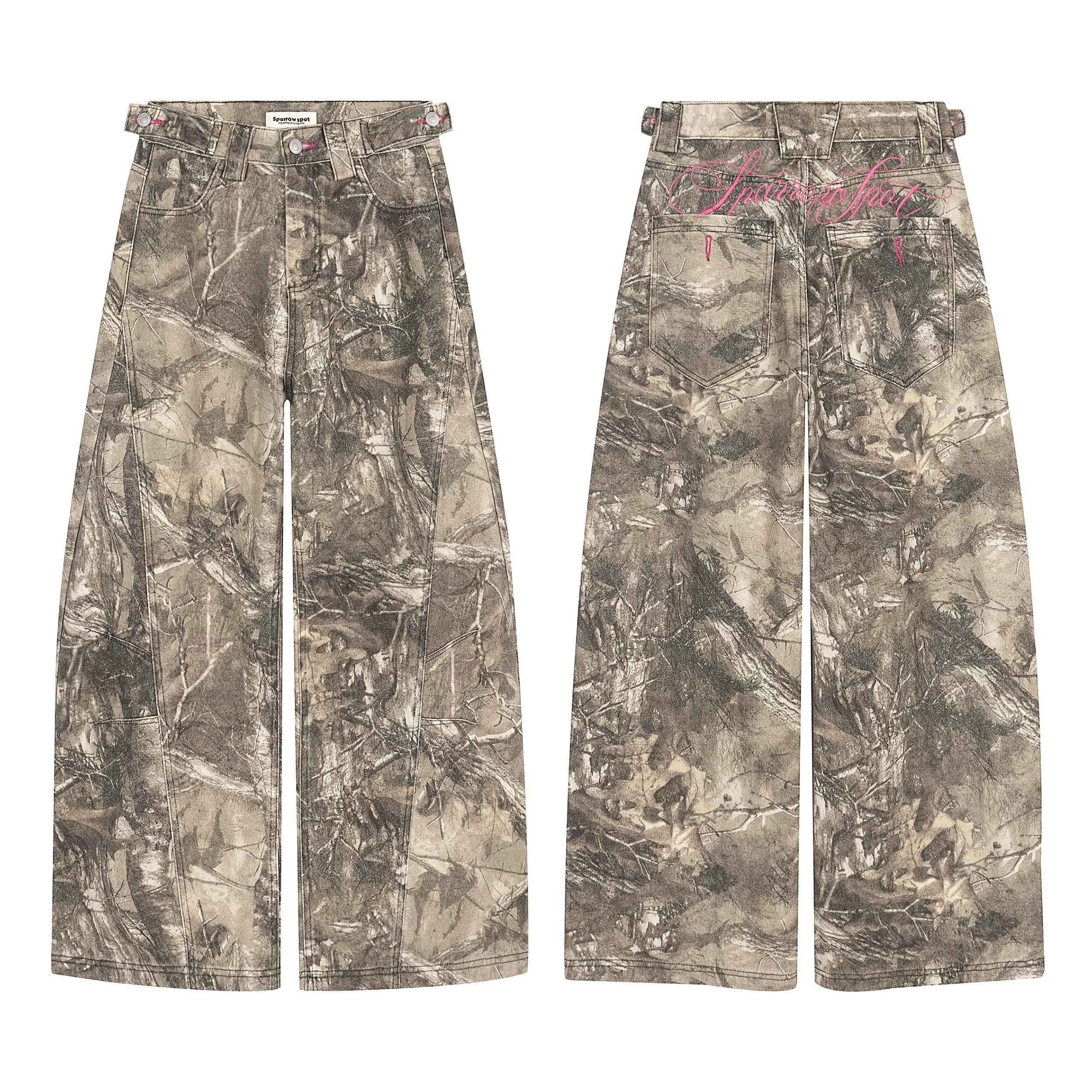 Camouflage Letter Embroidery Wide Pants MW10289