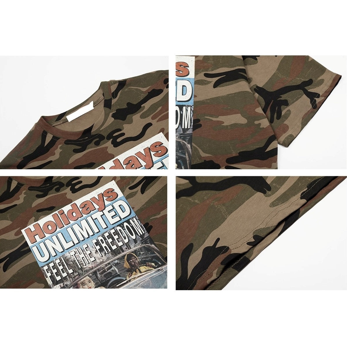 Graffiti Camouflage Letter Print T-shirt MN9023