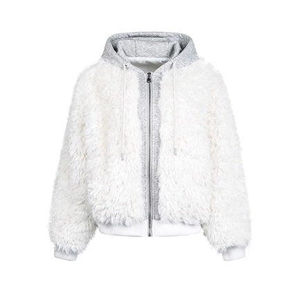 Sweat Hood Patchwork Imitation Fur Parka EZ266