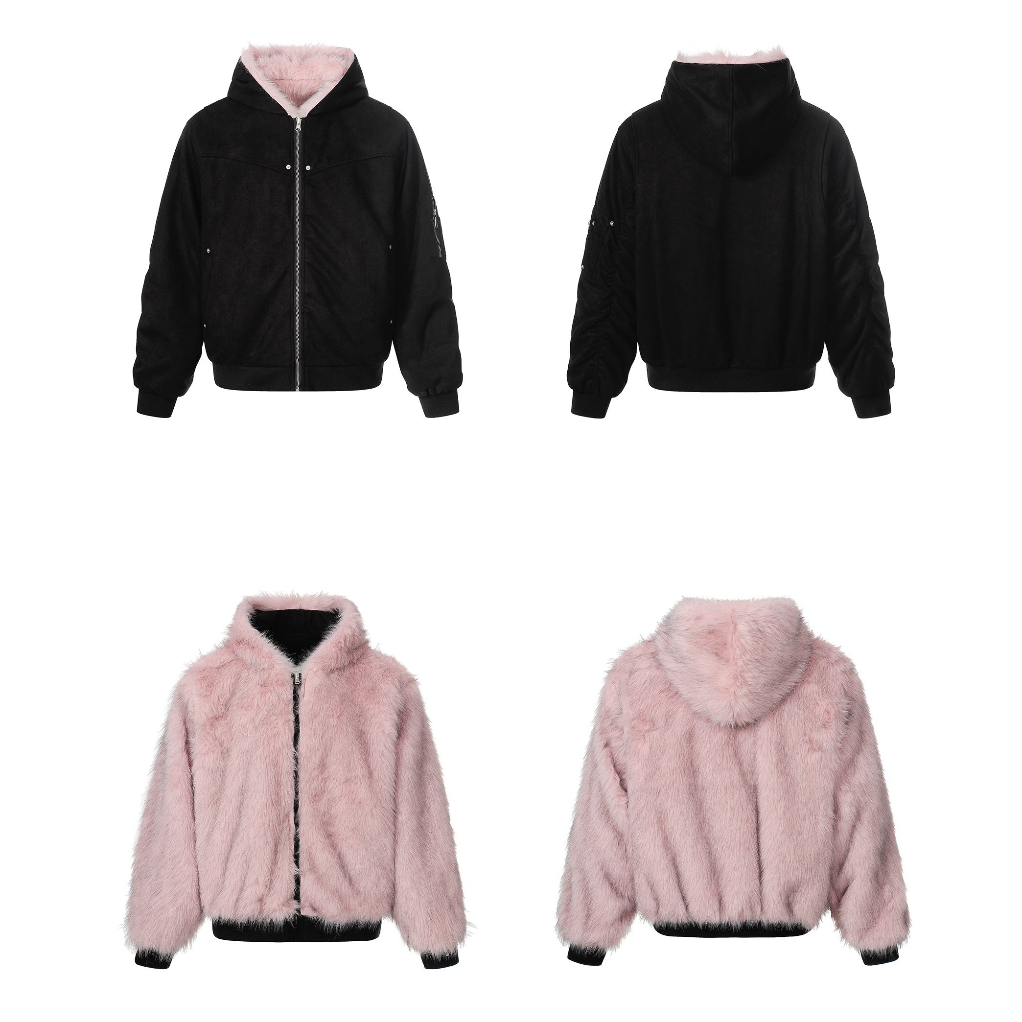 Fur Collar Reversible Hooded Jacket MR8030