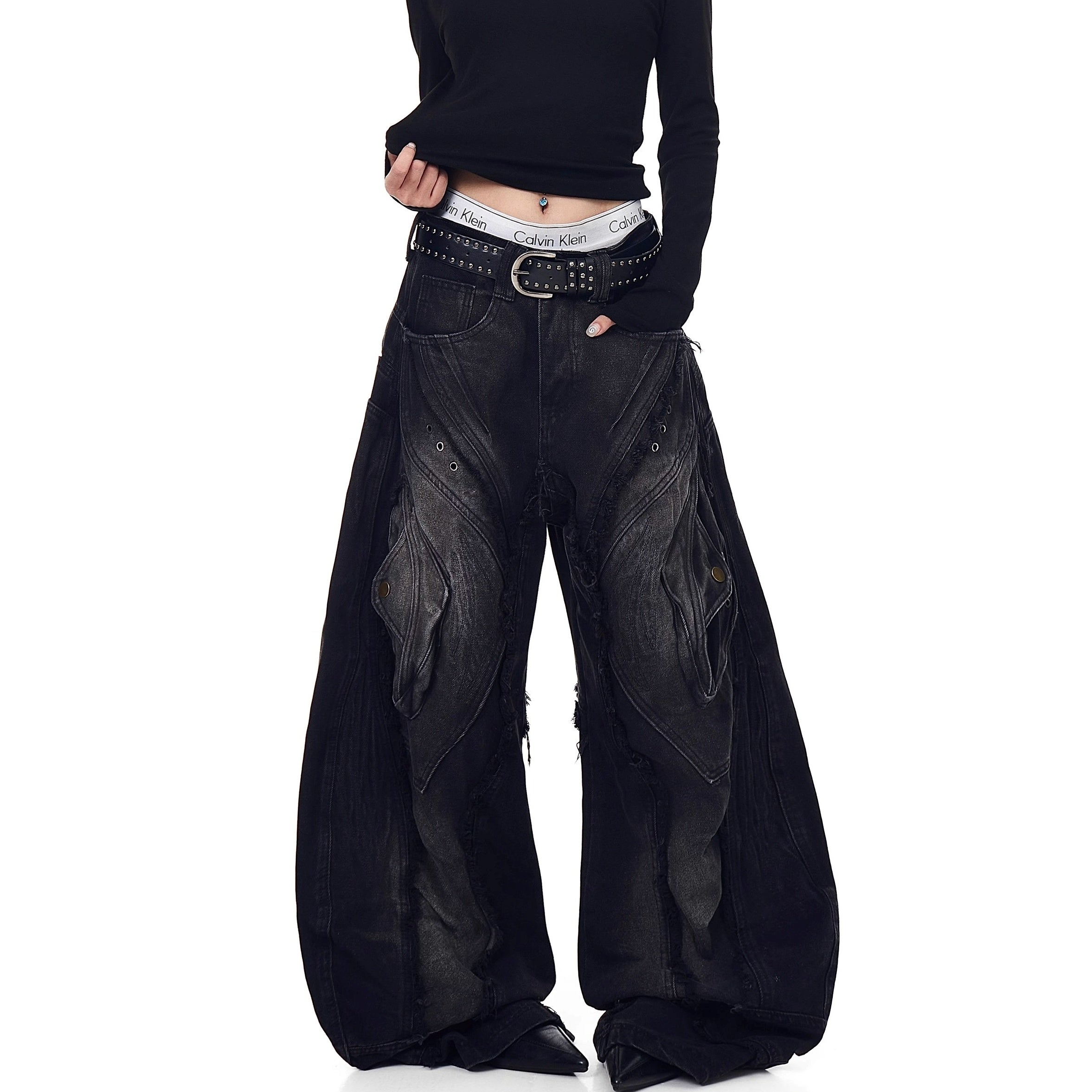 Heavy Damage Raw Edge Scimitar Jeans BK7054