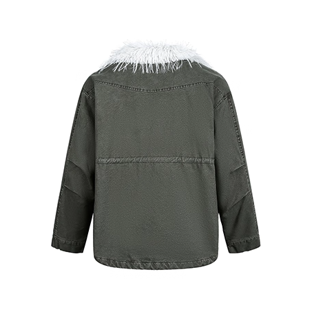 Hairy Stand Collar Washed Work Jacket EZ282