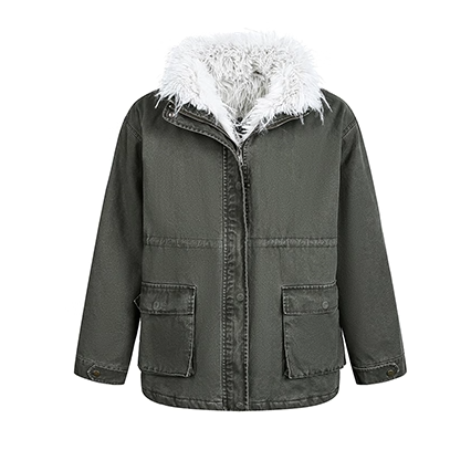 Hairy Stand Collar Washed Work Jacket EZ282