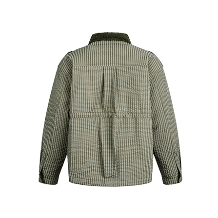 Fluffy Plaid Cargo Pocket Padded Jacket EZ284