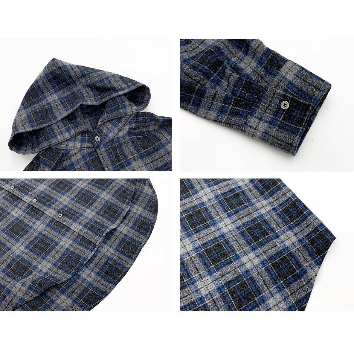 Plaid Long-sleeved Hooded Shirt MN9034