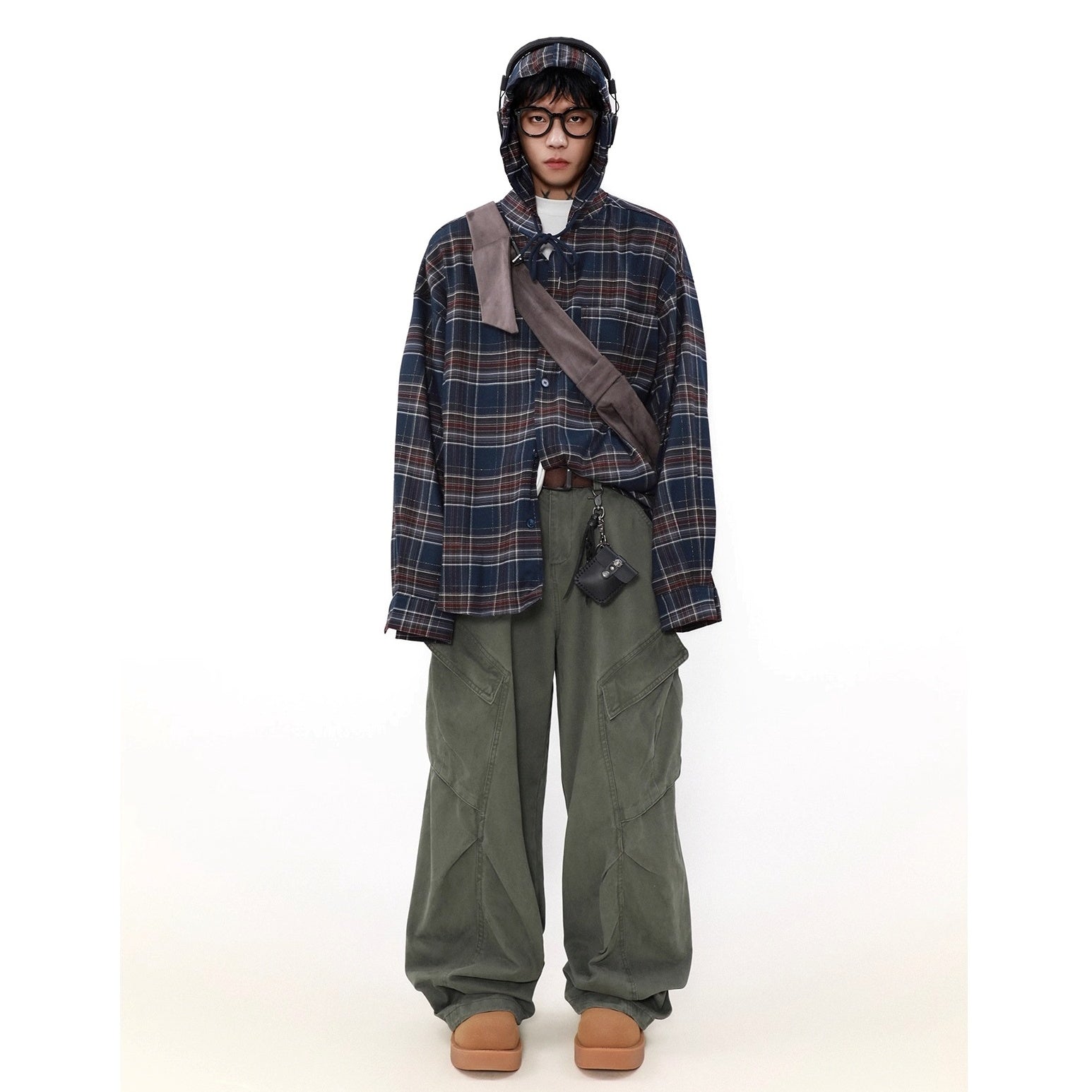 Vintage Plaid Hooded Shirt MR8024