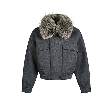 Fur Neck Pocket Cropped Jacket EZ285