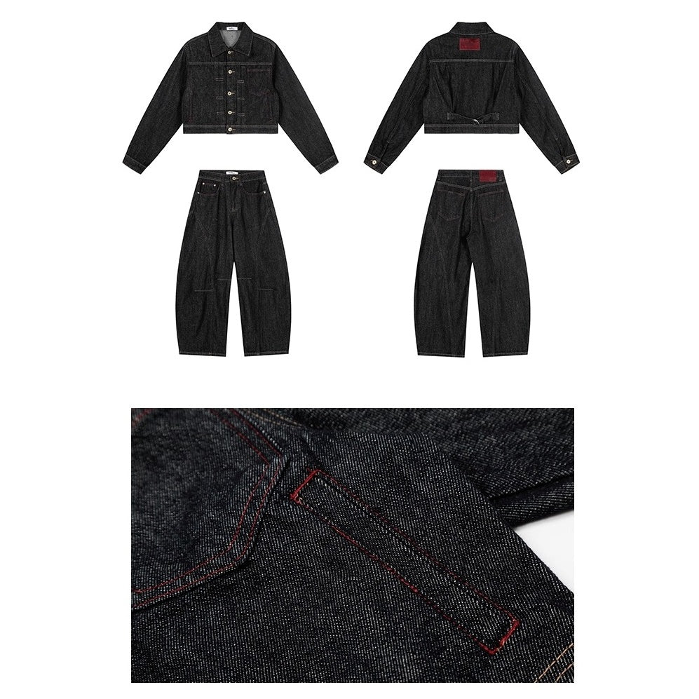 【上下別売り】Cropped Denim Jacket + Wide Curve Jeans MW10243