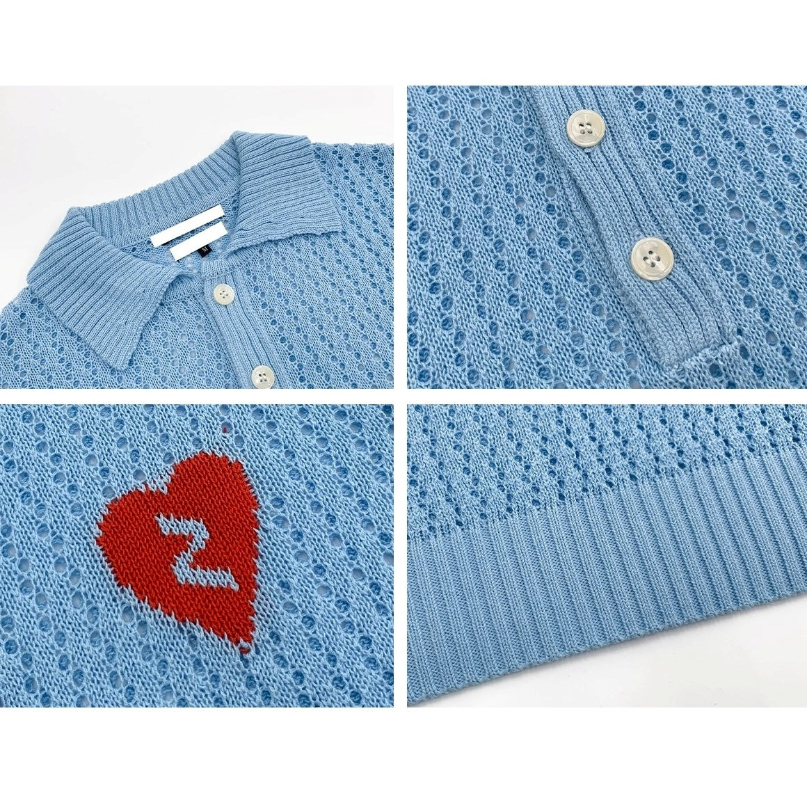 Breathable Cutout Knitting Polo Shirt MN9012