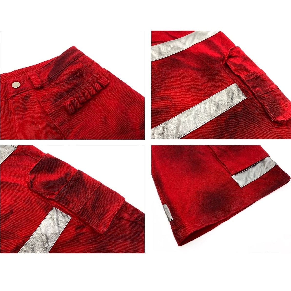Dark Stained Dyeing Color-blocked Wide Fire Pants MN9029