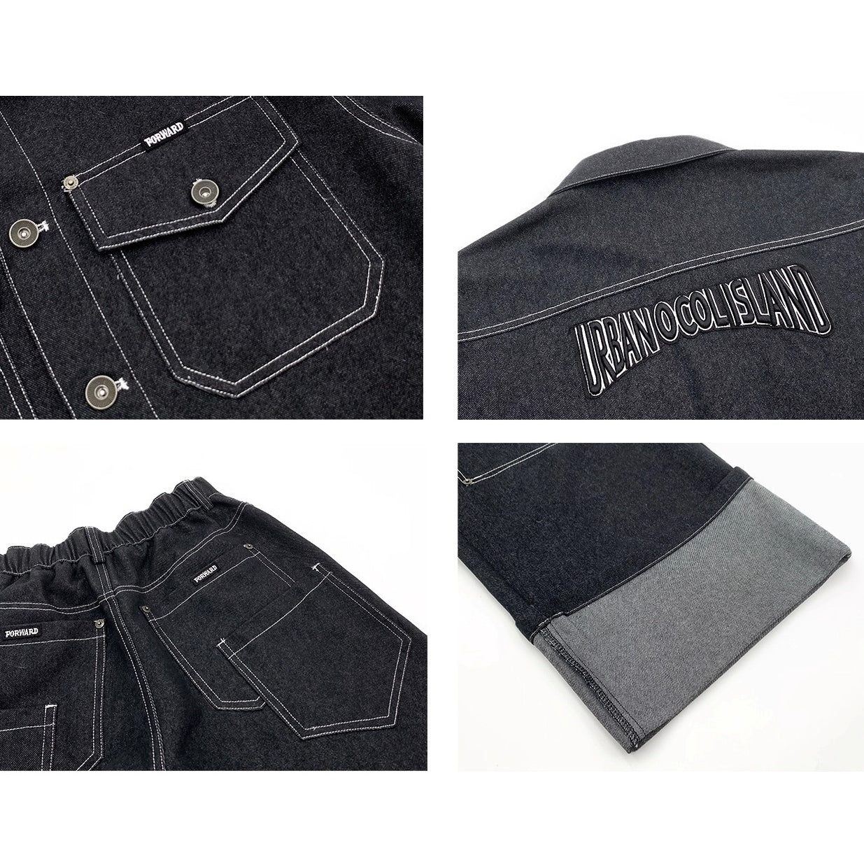 【上下別売り】Monogram Print Short-sleeved Denim Jacket & Jeans Set-up MN9021