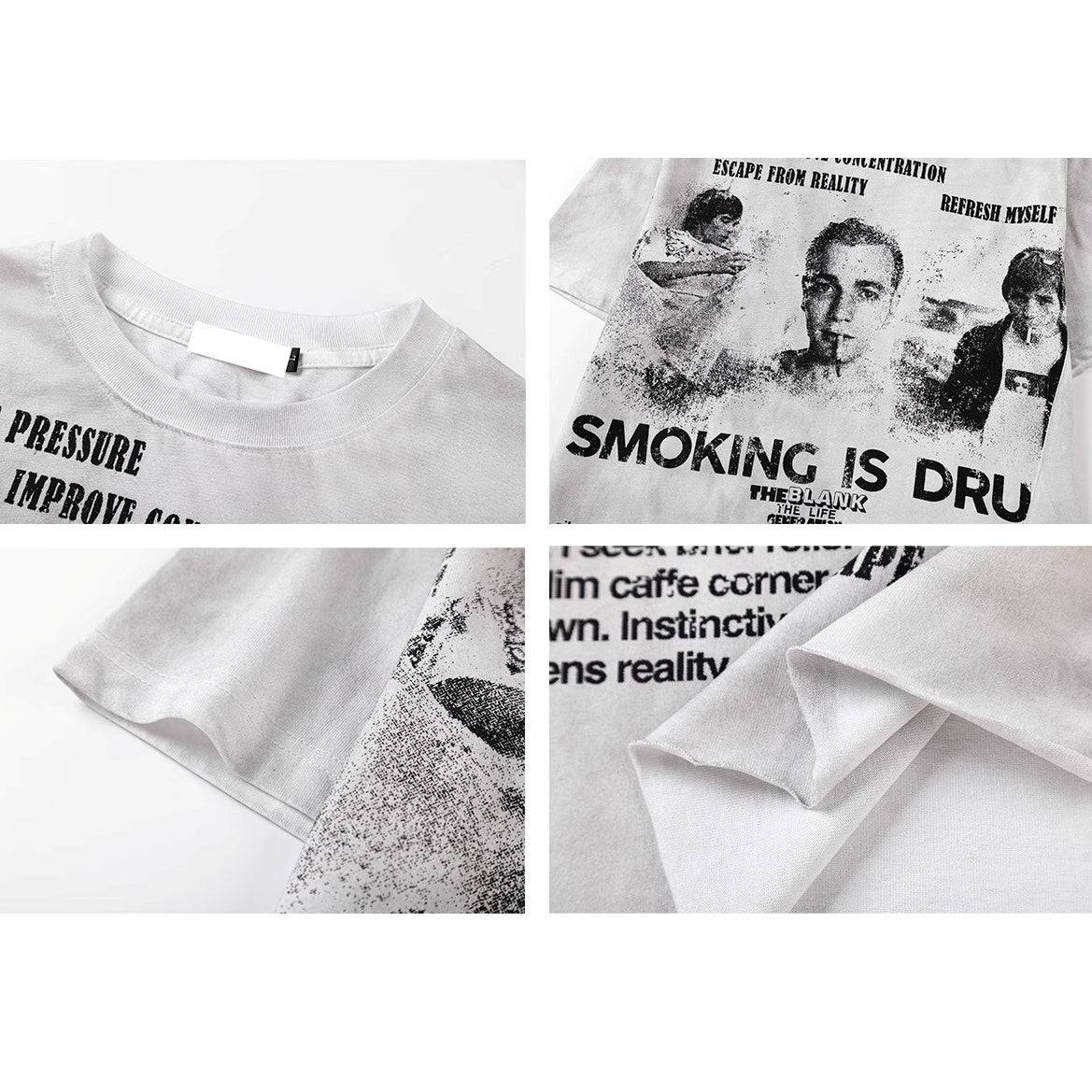 Newspaper Portrait Print T-shirt MN9010